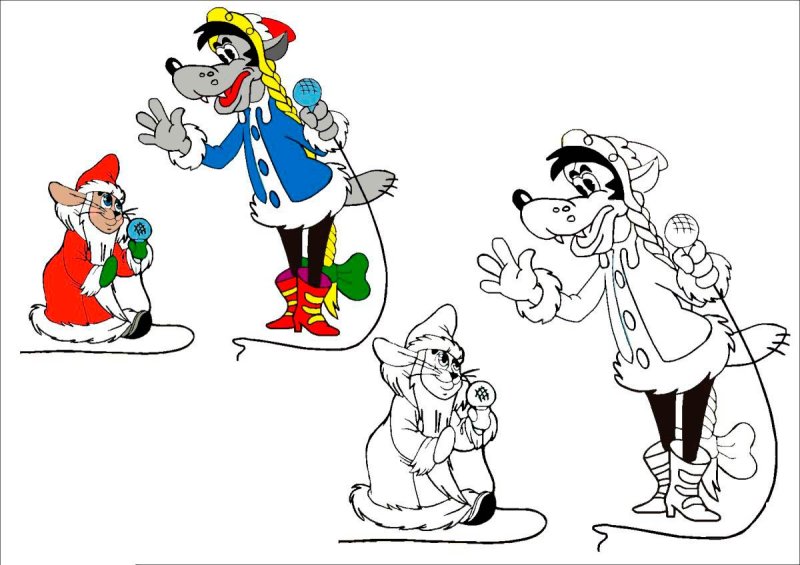 Ну погоди новый год раскраска