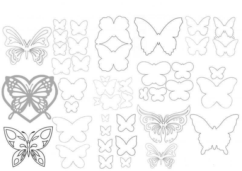 Бабочка объемная трафарет