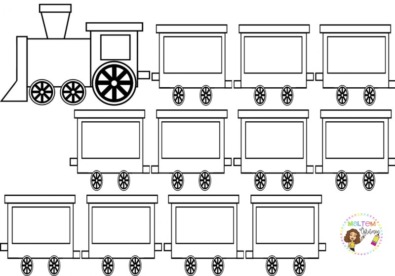 Макет паровозика с вагончиками