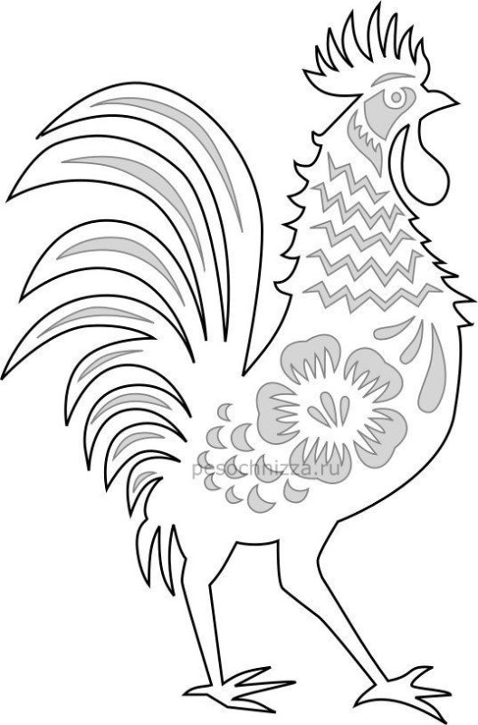 Трафарет петуха для вырезания из бумаги