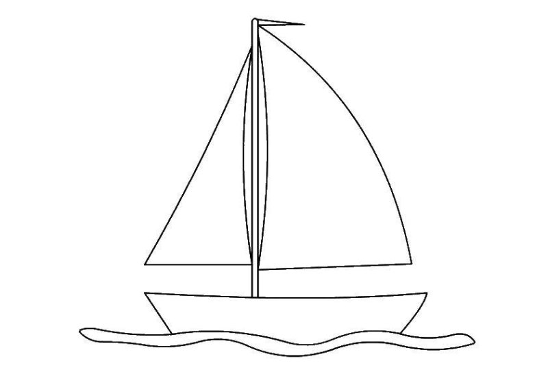 Трафарет кораблика с парусами