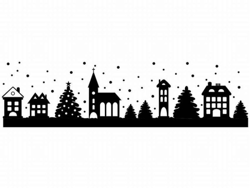 Силуэт новогоднего города