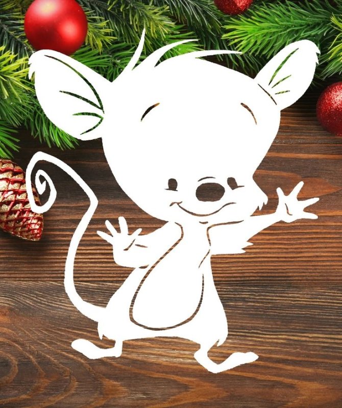 Трафарет мышата новогодние