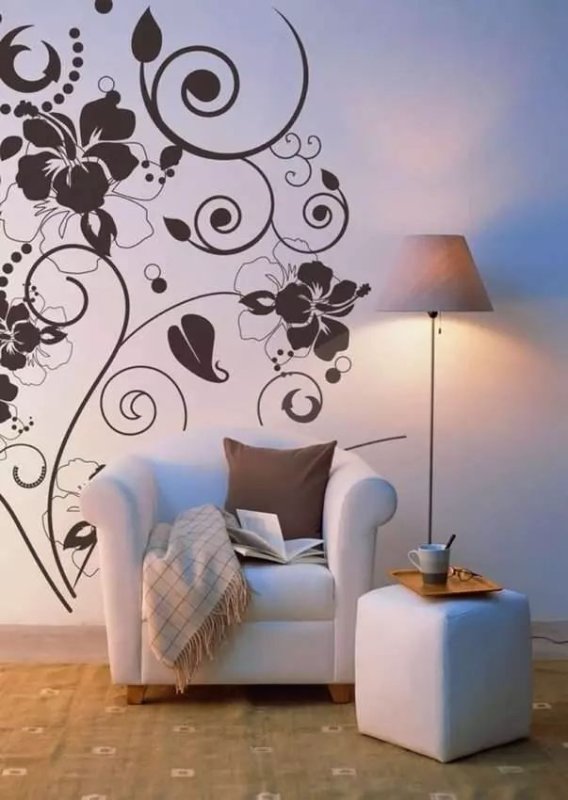 Орнамент на стене в интерьере