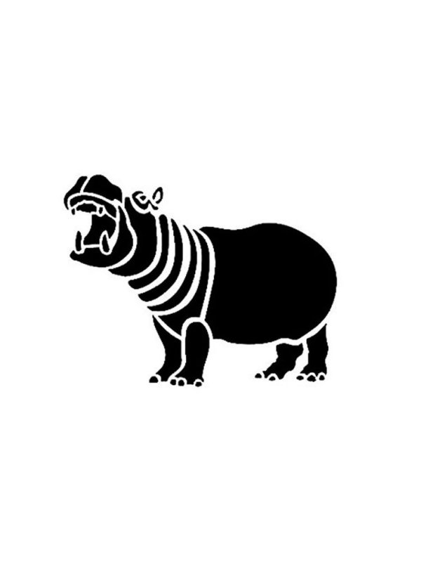 Гиппопотам трафарет