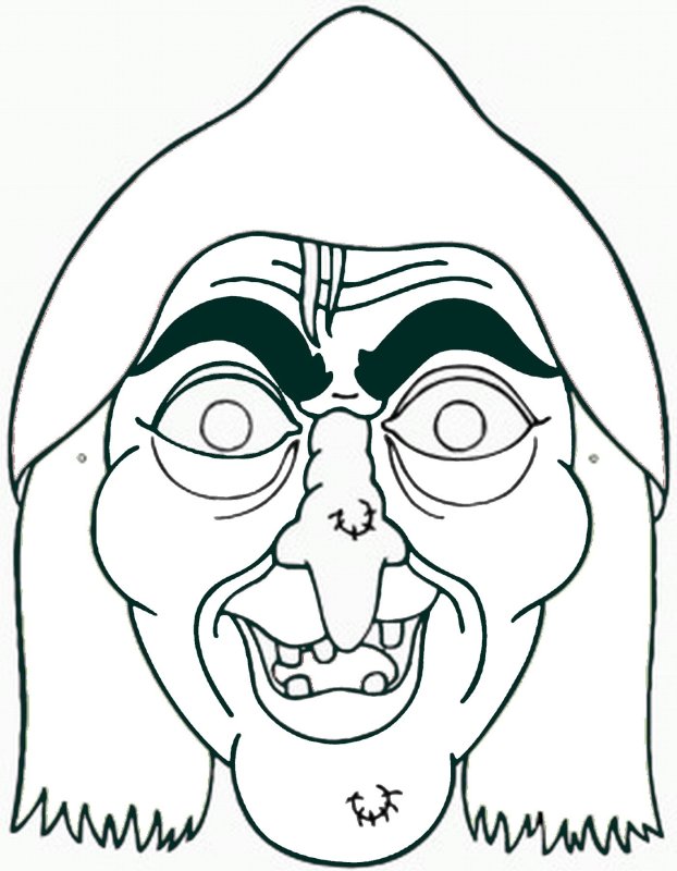 Маска бабы яги черно белая