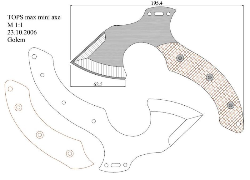 Метательный топорик чертеж