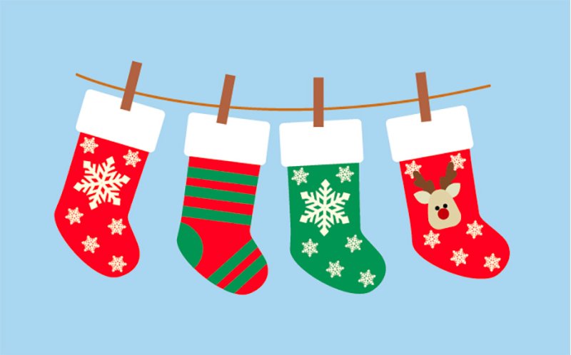 Новогодние носки на веревке