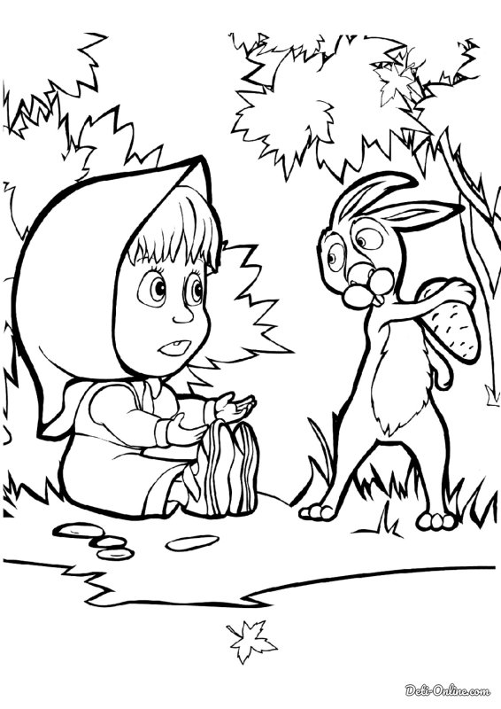 Маша из мультика Маша и медведь раскраска