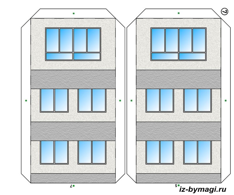 Многоэтажный дом из бумаги развертка