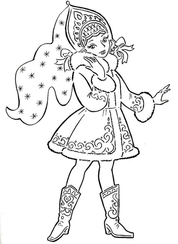 Новогодние раскраски Снегурочка
