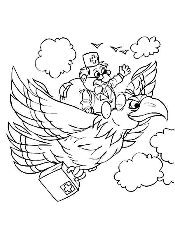 Айболит раскраска для детей