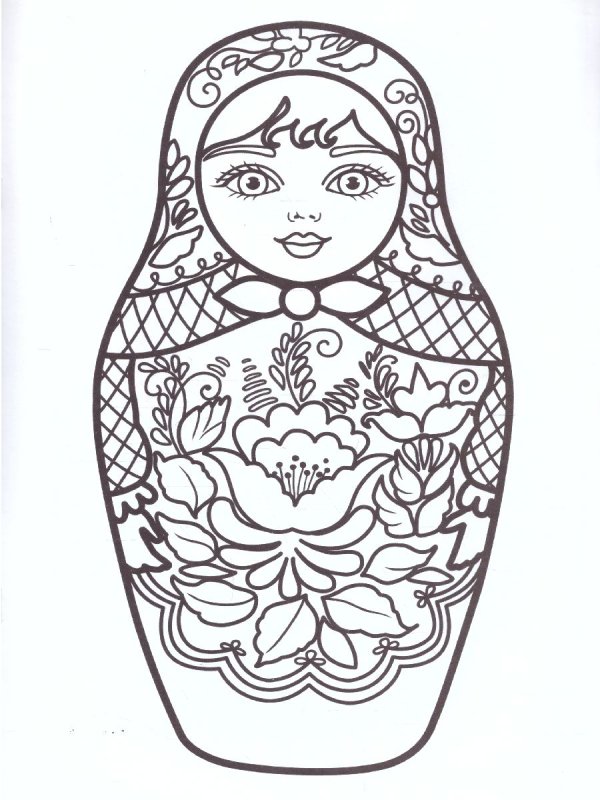 Раскраска Семеновская Матрешка для детей 6-7