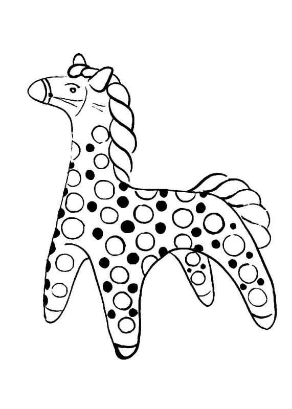 Дымковская игрушка раскраска контур