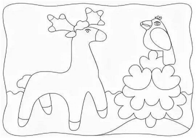 Контур дымковской игрушки Олешек