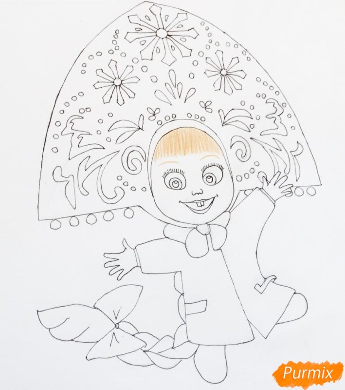 Раскраска. Маша и медведь