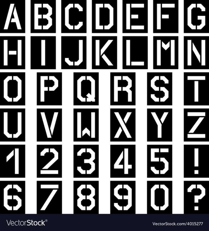 Трафаретный шрифт буквы