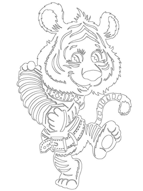 Трафарет тигра для вырезания на окно