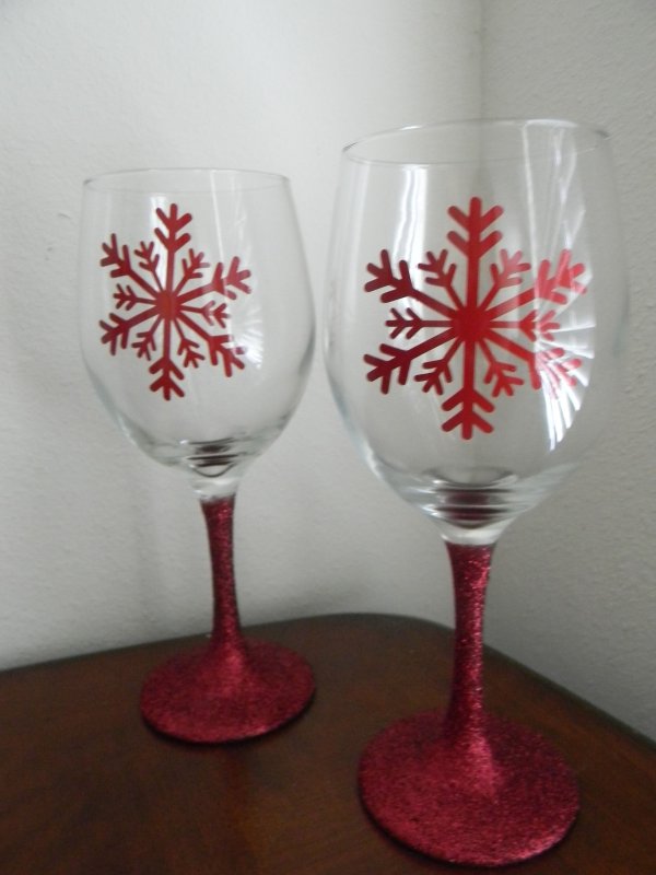 Украшение фужеров на новый год