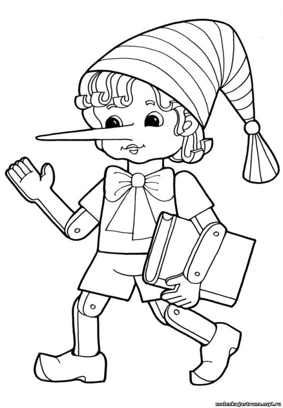 Буратино. Раскраска.