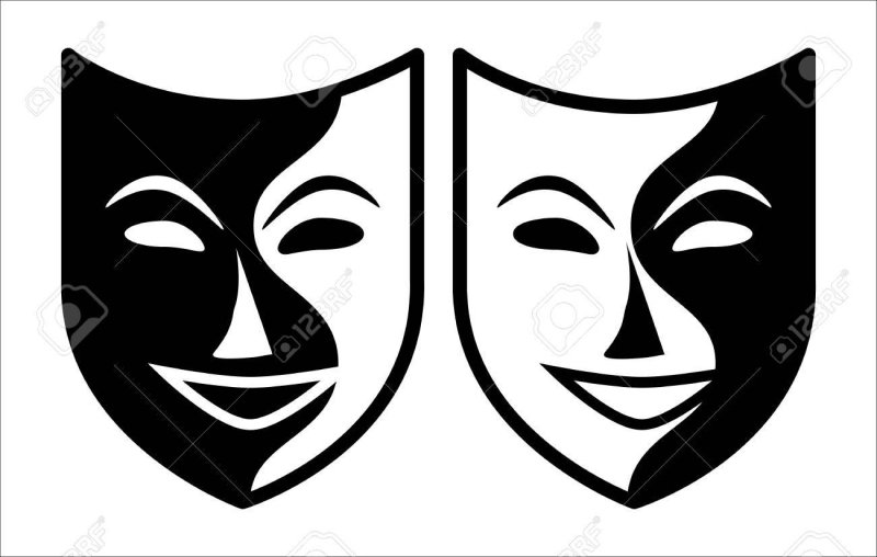 Театральные маски черно белые