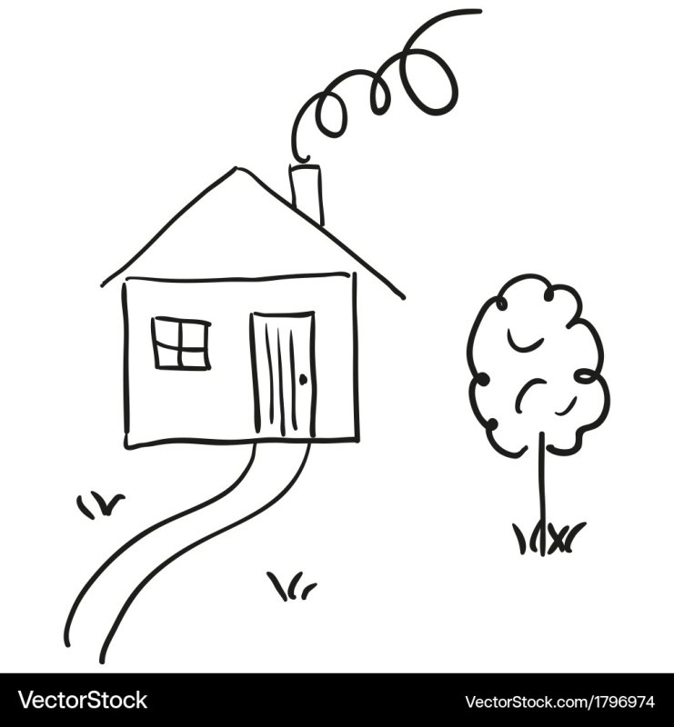 Раскраска домик с трубой для детей