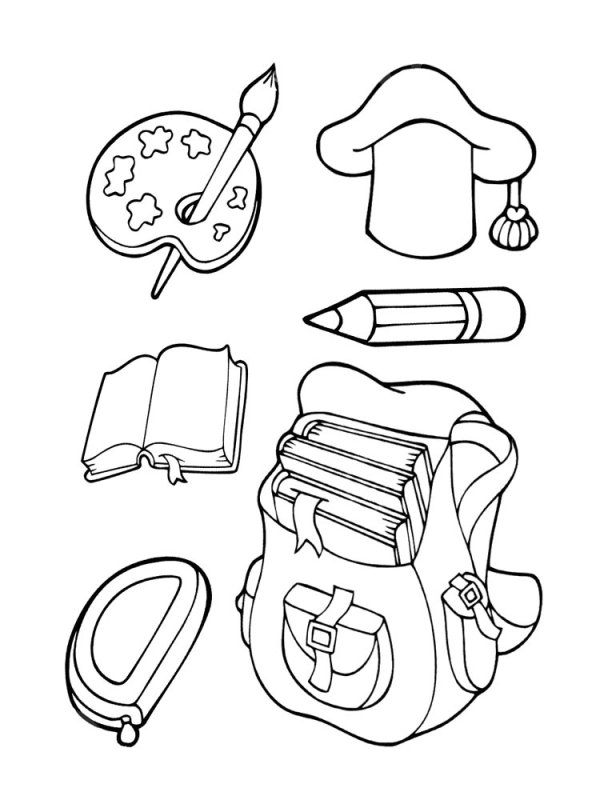 Раскрасить школьные принадлежности