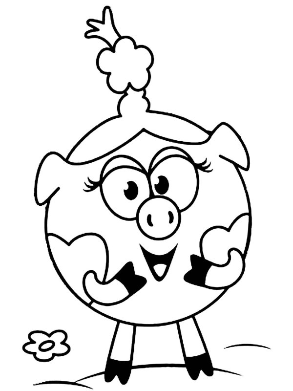 Раскраска Нюша из смешариков для детей