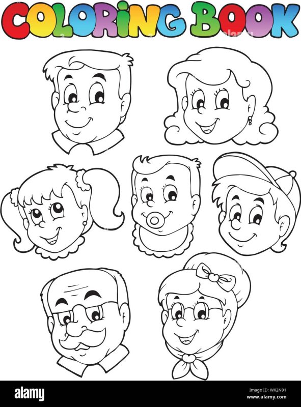Лица семьи раскраска для детей
