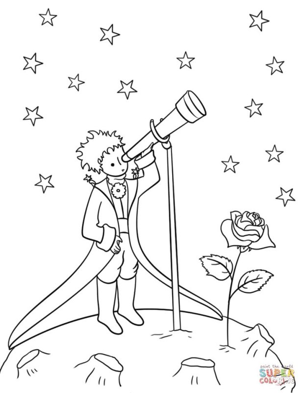 Маленький принц иллюстрации Экзюпери черно белые