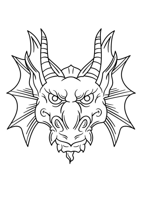 Маска дракона раскраска