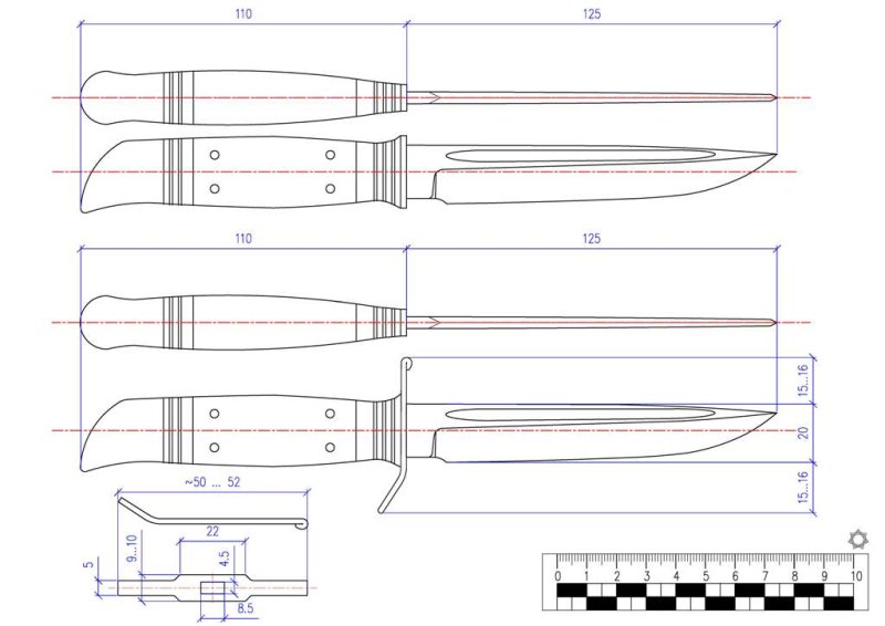 Чертеж ножа финка НКВД
