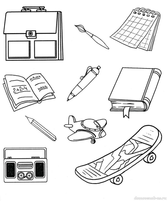 Раскраска школьные принадлежности