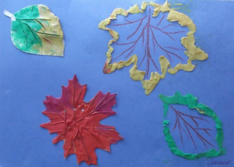 Осенний лист пластилином