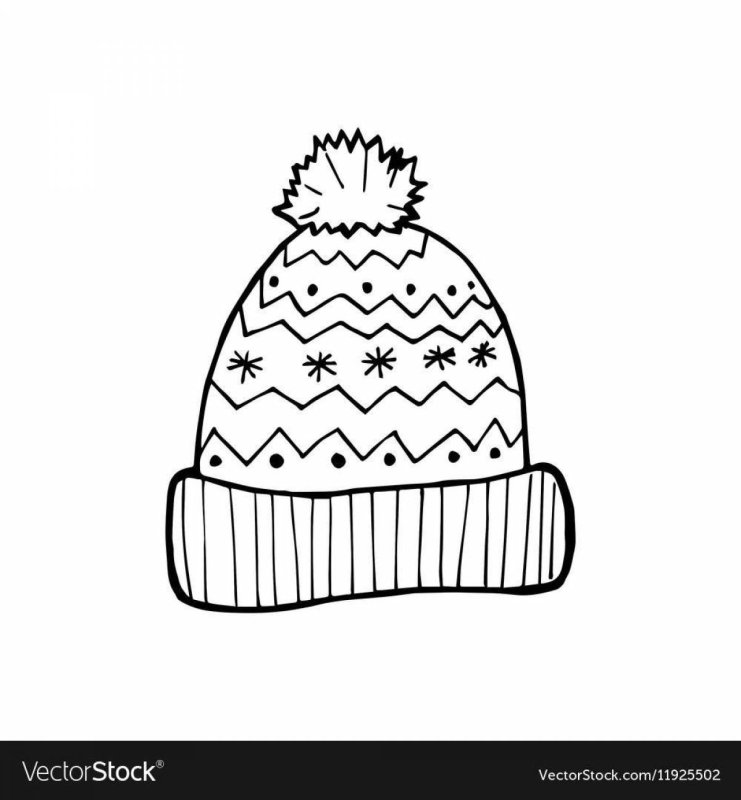Раскраска шапка с помпоном