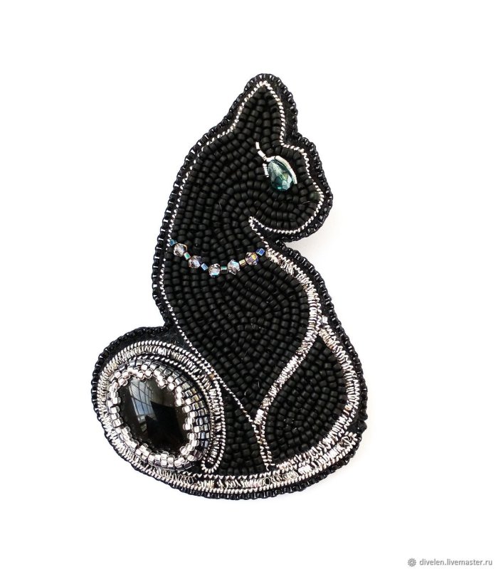Брошь из бисера кошечка
