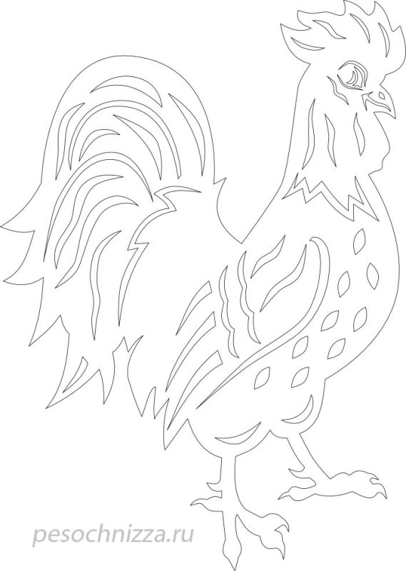 Трафарет петуха для вырезания