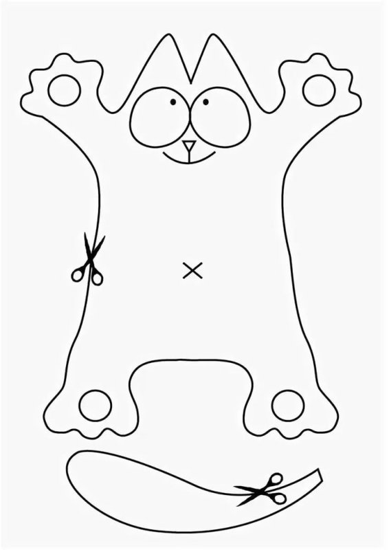 Выкройка кота Саймона в натуральную величину