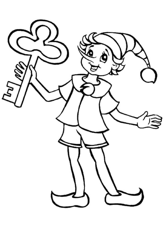 Раскраски Буратино и золотой ключик