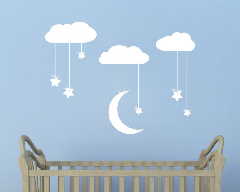 Облака на стене в детском саду