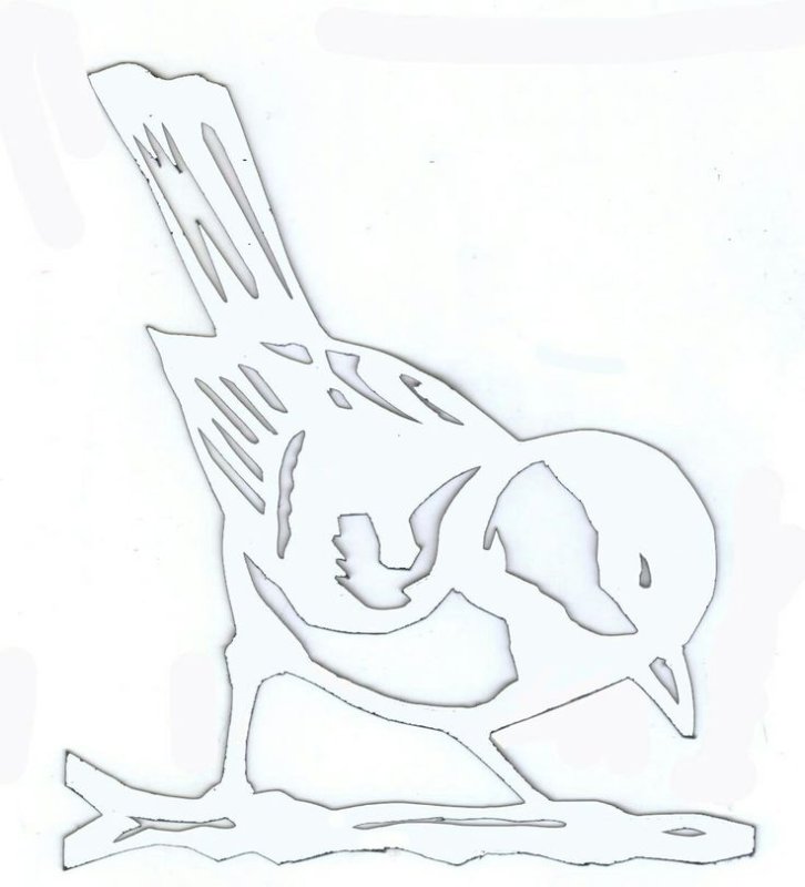 Вытынанка птицы на ветке