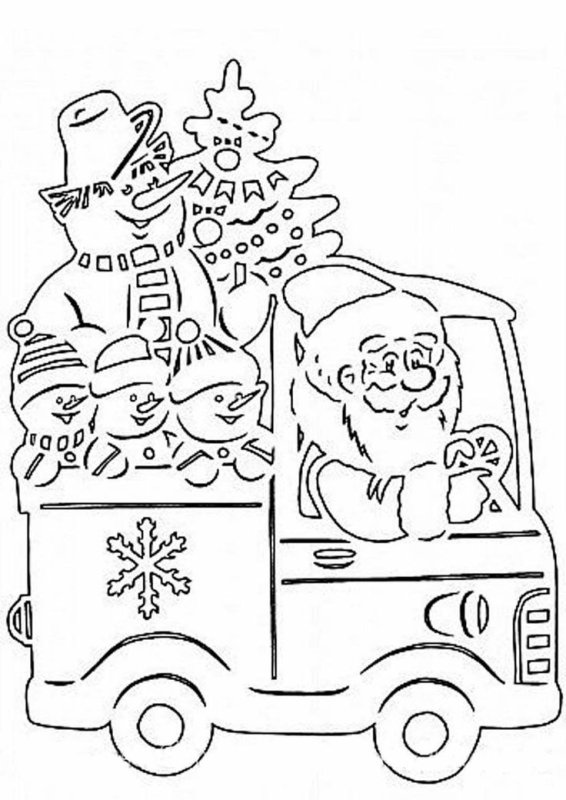 Вытынанка новогодний паровозик