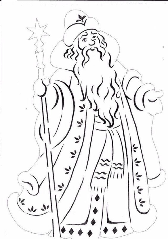 Трафарет Деда Мороза на окно