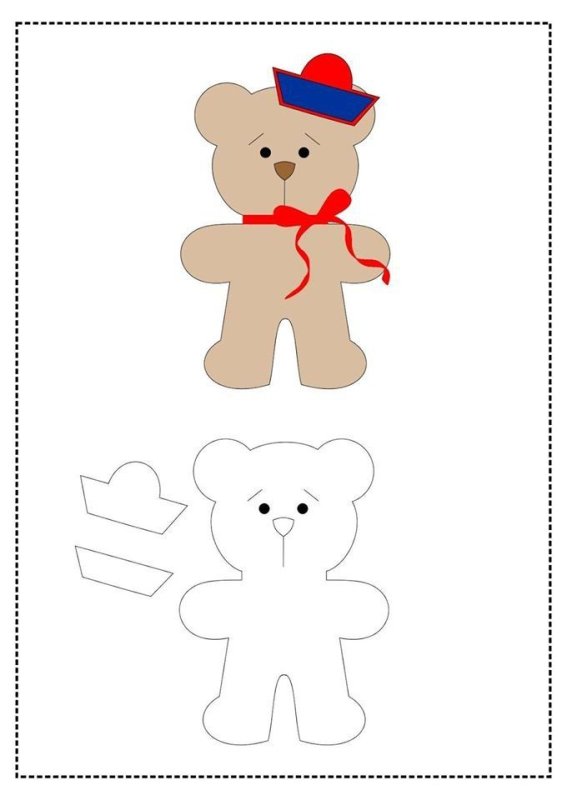 Трафарет мишки из фетра