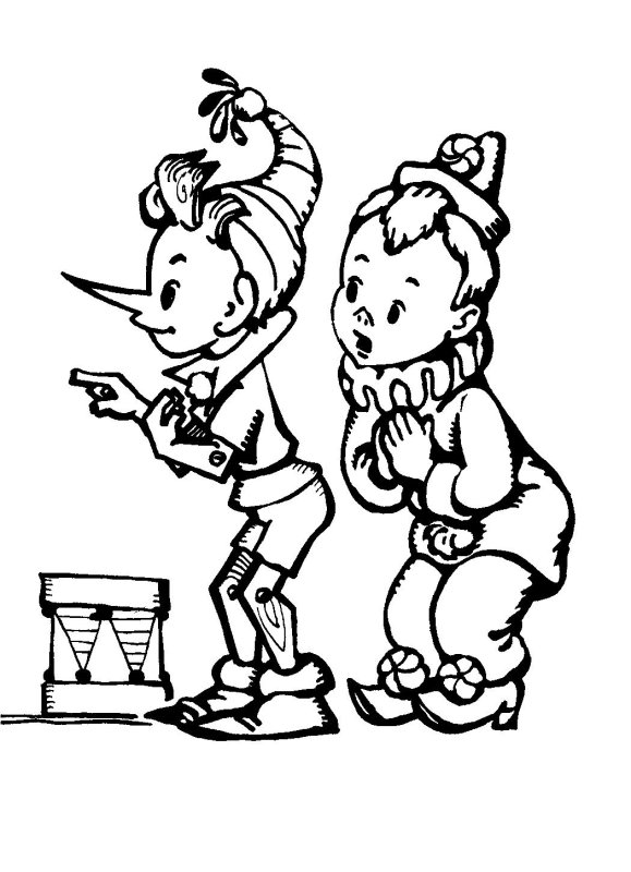 Буратино и Пьеро раскраска
