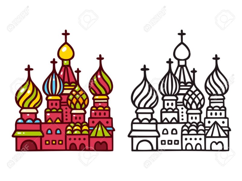 Московский храм Василия Блаженного нарисовать