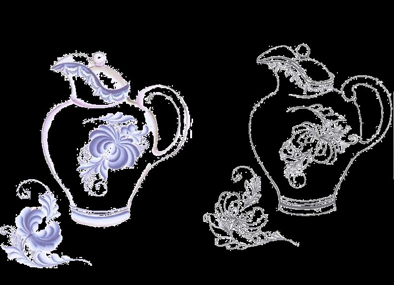 Гжельская роспись рисунки посуда