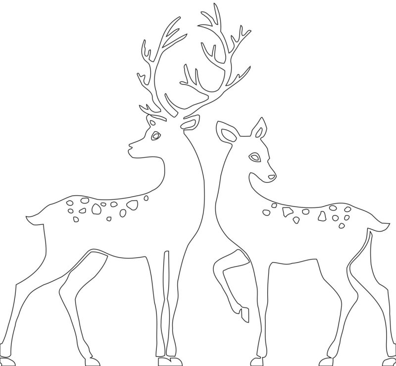 Олени трафареты для вырезания на окна