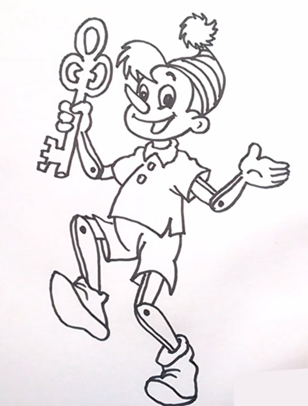 Буратино рисунок для детей