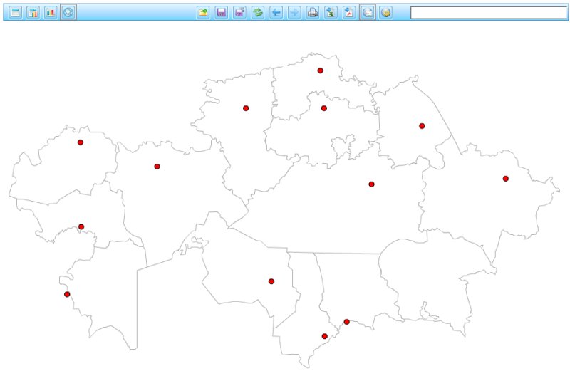 Физическая карта Казахстана контурная